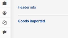 Kohta "Goods imported".
